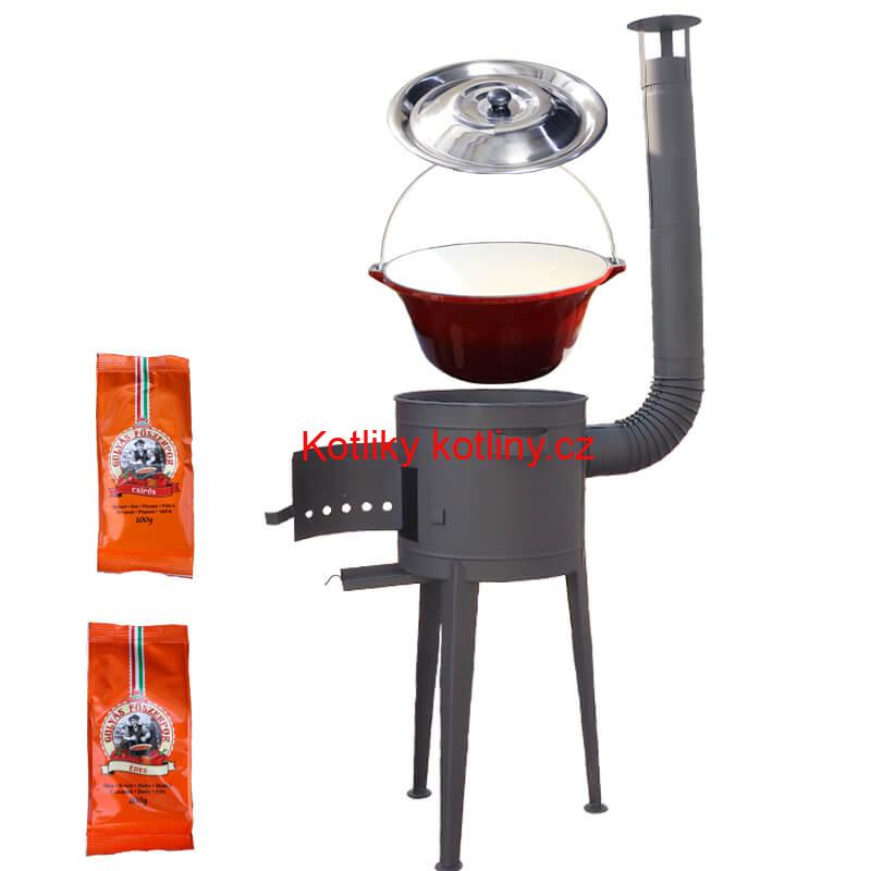 Litinový kotlík se smaltovanou úpravou 22 L + vysoká kotlina 42 PLUS 600 + paprikový pepř na guláš - MIX 100 g