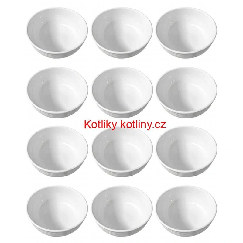 Sada 12 ks: Prémiové bílé misky s kamennou strukturou (750 ml)