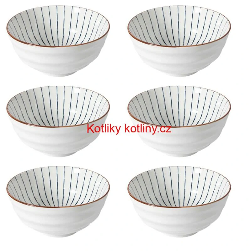 Sada 6 ks velkých keramických misek na guláš a polévky, 1 litr