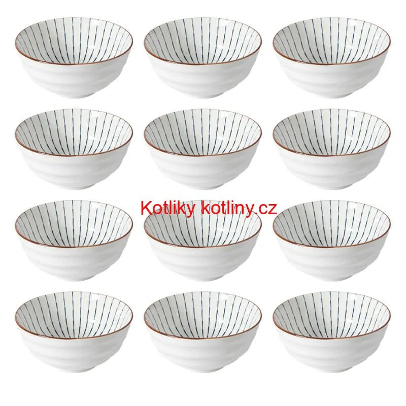 Sada 12 ks velkých keramických misek na guláš a polévky, 1 litr