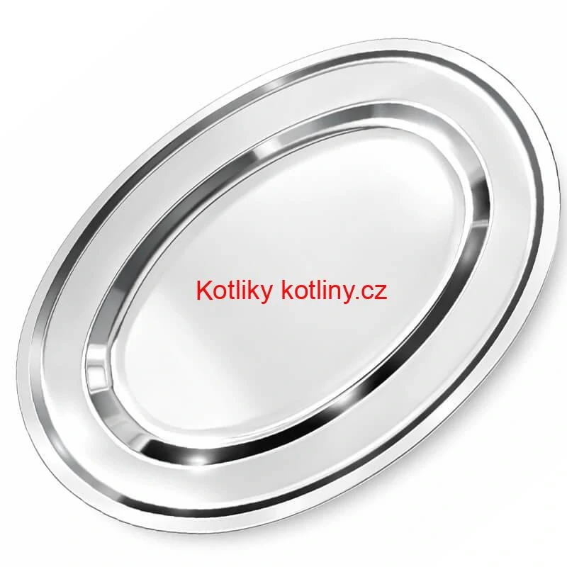 Nerezový oválný podnos (45,5cm) – Odolný servírovací tác na maso i koláče