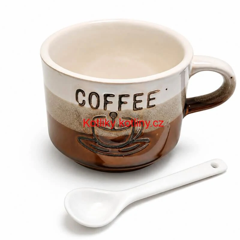 Keramický hrnek na kávu 150 ml COFFEE s lžičkou 1 ks