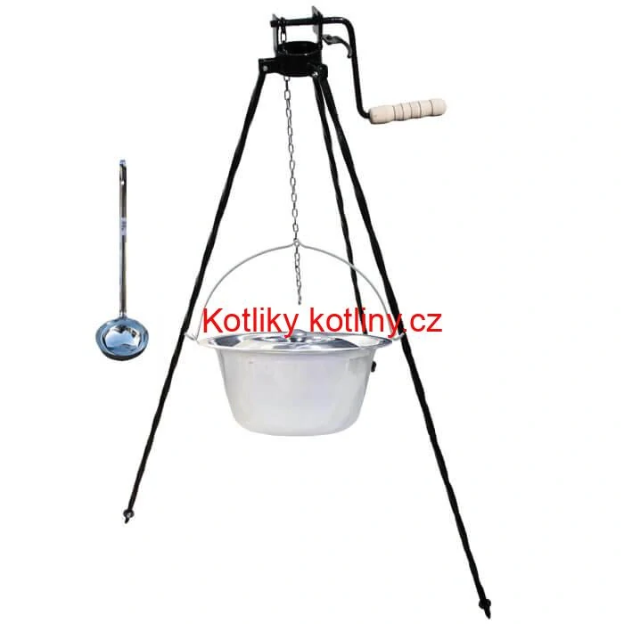 Nerezový kotlík 20 L (0,8 mm) + poklice + stojan s kladkou VAR