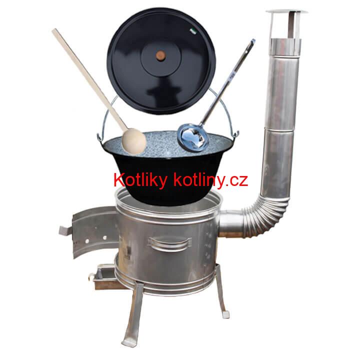 Smaltovaný kotlík 30 L + nerezová kotlina 45 cm TOPLUX