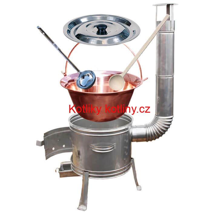 Měděný kotlík 30 L + nerezová kotlina 45 cm TOPLUX