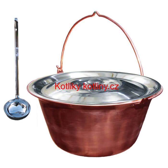 Měděný kotlík 14 L (1,2 mm) + nerezová poklice