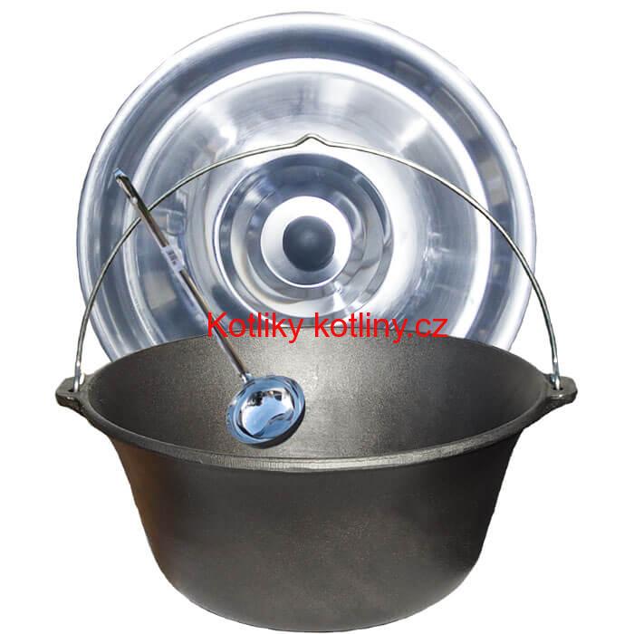 Litinový kotlík 22 L + nerezová poklice