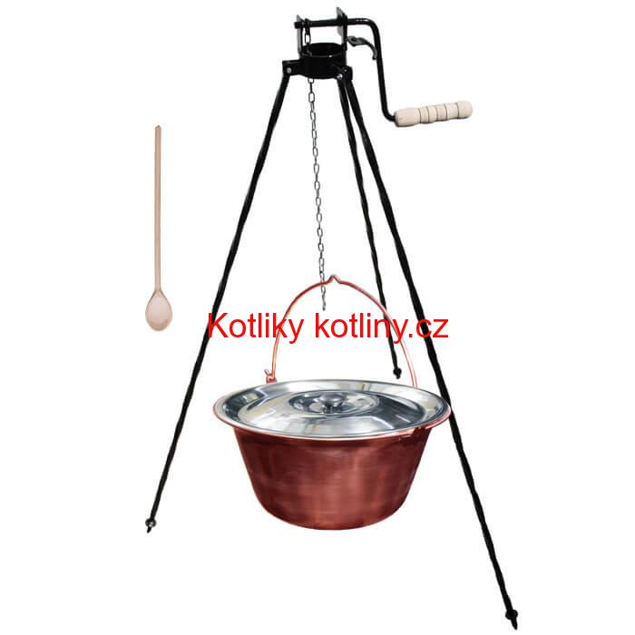 Měděný kotlík 30 L + stojan s kladkou VAR