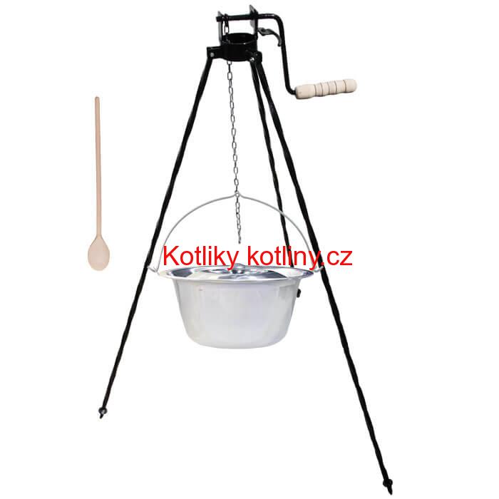 Nerezový kotlík 15 L (1,2 mm) + stojan s kladkou VAR