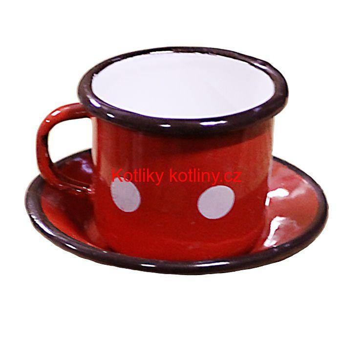 Smaltovaný šálek + podšálek