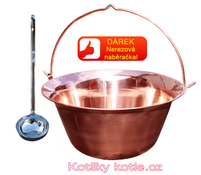 Kotlík měděný 30 L + antikórová naběračka