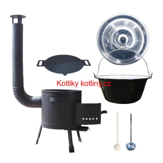 Smaltovaný kotlík 13 L + železná pánev 38 cm UNI + kotlina 36 cm PLUS 600